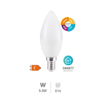 Bombilla LED vela inteligente via wifi y bluetooth 5,5W E14 RGB  CTT regulable