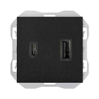 Cargador USB doble A+C 3,1A Quickcharge  Simon 270 Color Negro Mate
