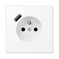 Enchufe 2P+T sistema francés/belga con cargador USB tipo A blanco alpino mate LS990 Jung