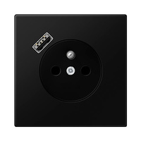 Enchufe 2P+T sistema francés/belga con cargador USB tipo A negro mate LS990 Jung
