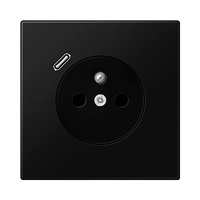 Enchufe 2P+T sistema francés/belga con cargador USB tipo C negro mate LS990 Jung