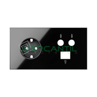 Kit Frontal 2 Elementos 1 Enchufe con 1 Toma RJ45 y 1 de TV SIMON 100 - Color Negro