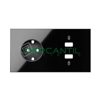 Kit Frontal 2 Elementos 1 Enchufe y 1 Cargador USB Doble SIMON 100 - Color Negro