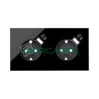 Kit Frontal 2 Elementos 2 Enchufes con Cargador Doble USB Carga Rapida SIMON 100 - Color Negro mate