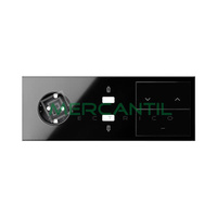 Kit Frontal 3 Elementos 1 Enchufe con 2 USB y 1 Control de Persiana con 1 Tecla SIMON 100 - Color Negro mate