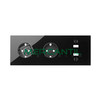 Kit Frontal 3 Elementos 2 Enchufes y Cargador Doble USB SIMON 100 - Color Negro mate
