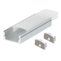 Kit perfil aluminio traslucido superficie 2M para tiras LED hasta 12mm Gris