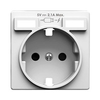 Tapa base enchufe schuko 2P+T doble cargador USB 2.1A tipo A blanco mate Simon 82 Concept